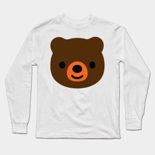 Brown Bear Face Emoticon Long Sleeve T-Shirt